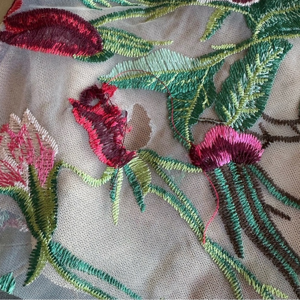 Long sleeve Flower Embroidery Mini dress Medium for @cstiggs16 - Picture 16 of 17
